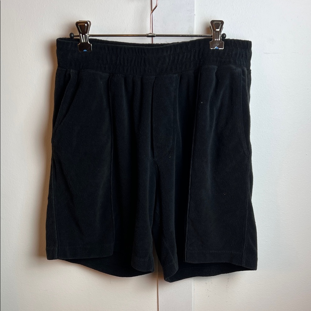 H&M Black French Terry Cloth Textured Men's Shorts